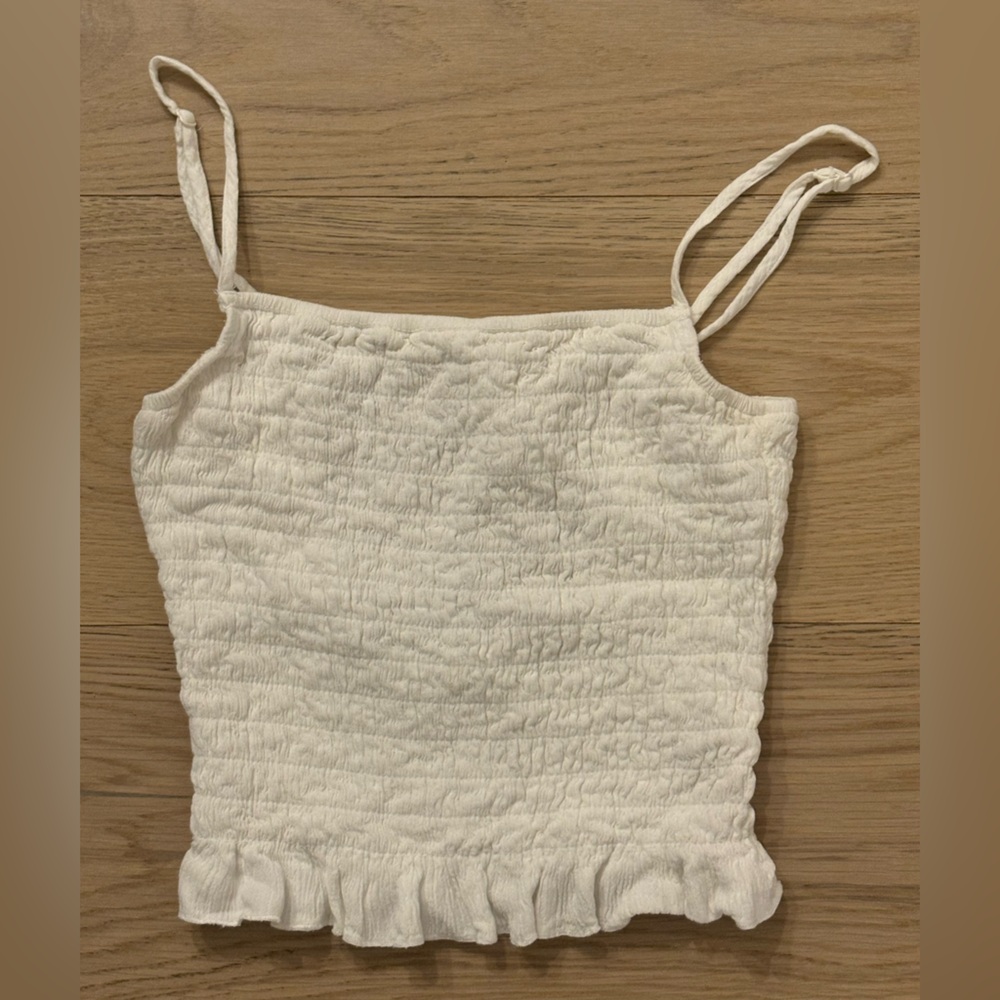 Garage White Textured Tank Top
